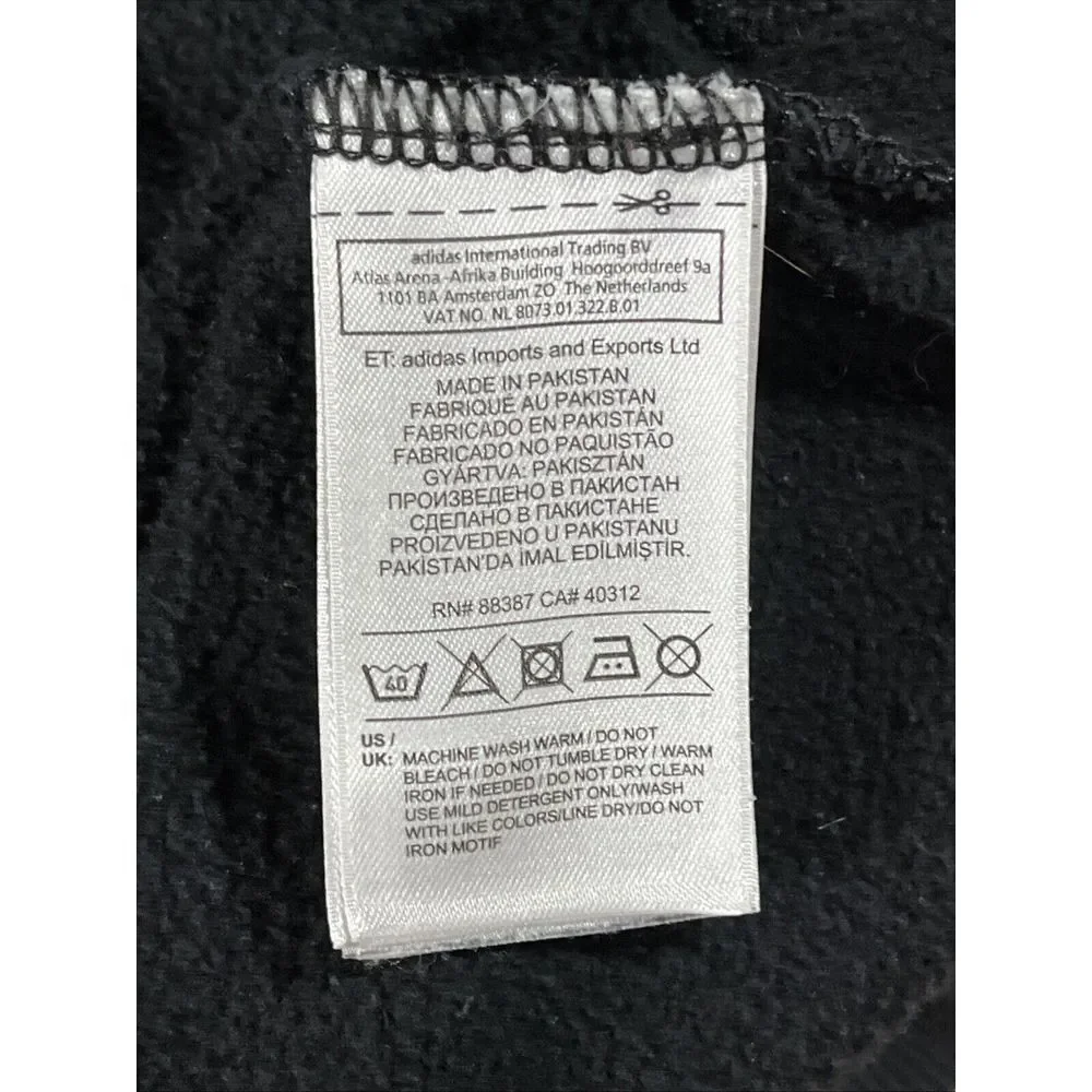 VTG Adidas Leaf Hoodie Pullover‎ Black Mens Sz S Hand Pockets Heavy Cotton Blend